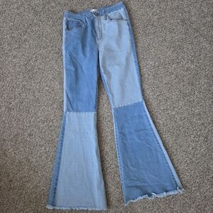 Altar'd State Patchwork Super‎ Flare Jeans Bell Bottoms Size 27 ( Measures 28)
